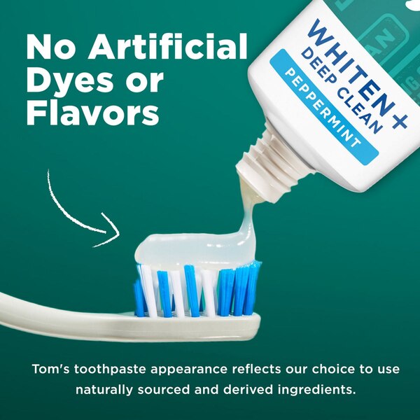 Toms Of Maine Whiten+ Deep Clean Anticavity Toothpaste, Peppermint, 4 OZ