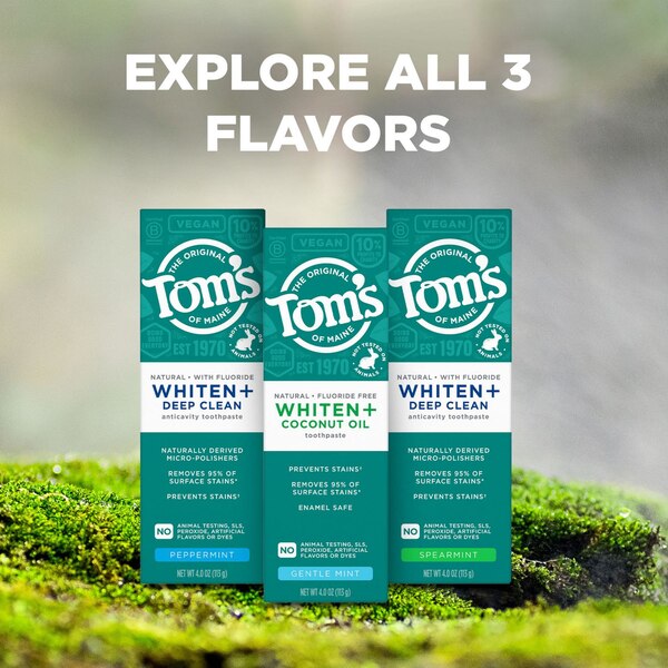Toms Of Maine Whiten+ Deep Clean Anticavity Toothpaste, Peppermint, 4 OZ