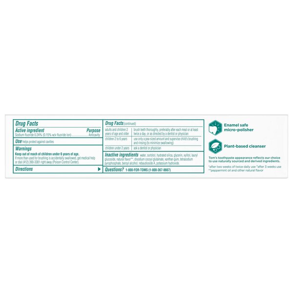 Toms Of Maine Whiten+ Deep Clean Anticavity Toothpaste, Peppermint, 4 OZ