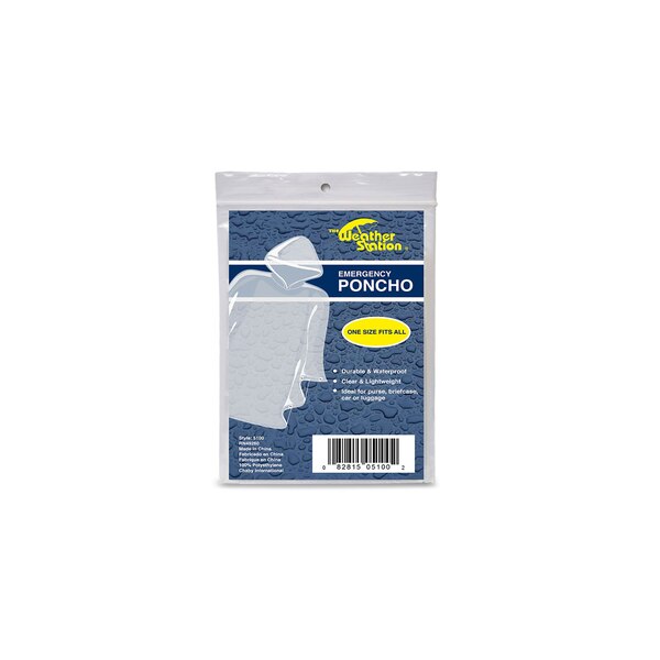 Weather Station Emergency Rain Poncho, Clear