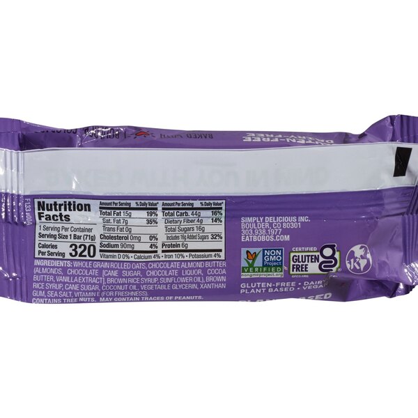Bobo's Stuffed Chocolate Almond Butter Oat Bar, 2.5 oz