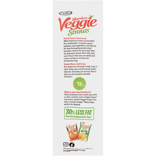 Sensible Portions Zesty Ranch Garden Veggie Straws, 4.25 oz