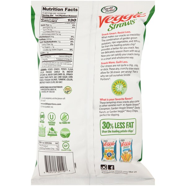 Sensible Portions Sea Salt Garden Veggie Straws, 5 oz