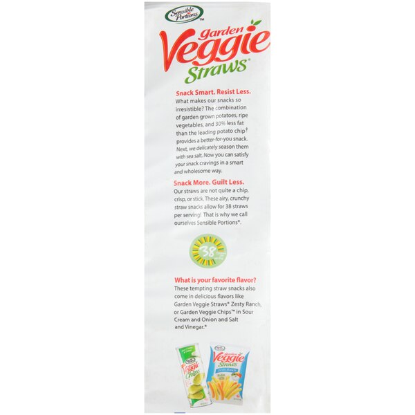 Sensible Portions Garden Veggie Straws, Sea Salt, 2.75 oz