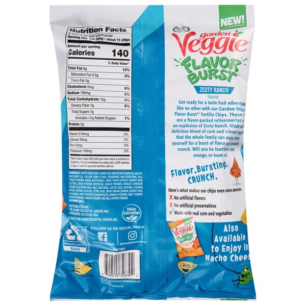 Garden Veggie, Flavor Burst Tortilla Chips, 6 oz