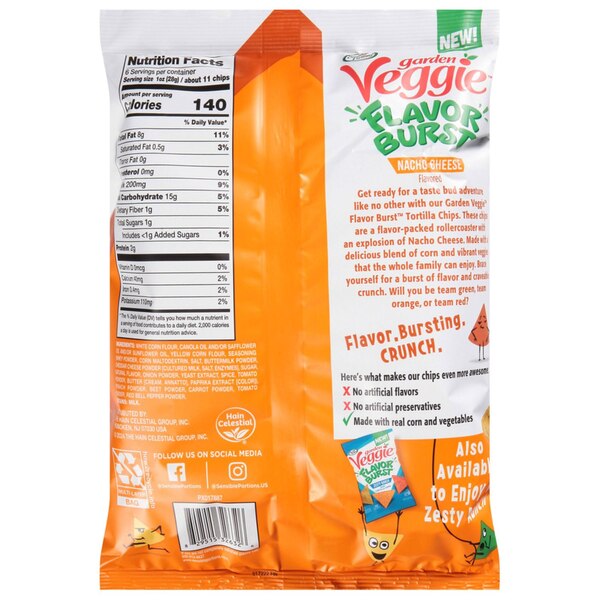 Garden Veggie Flavor Burst Nacho Cheese Tortilla Chips, 6 oz