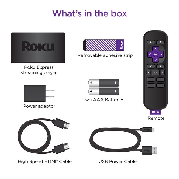 Roku Express HD Streaming Media Player with High Speed HDMI Cable and Simple Remote