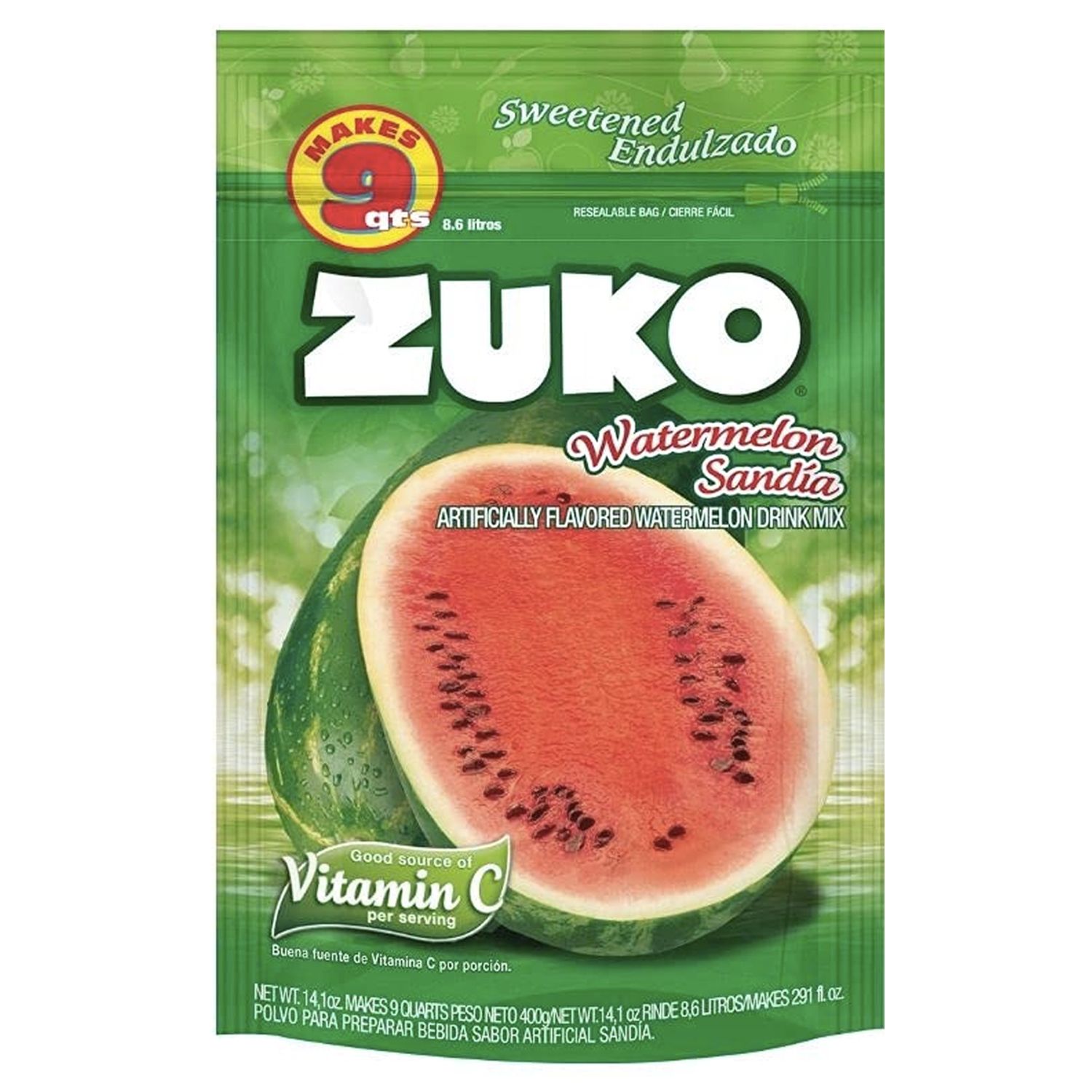 Zuko Powder Drink Mix, Watermelon, 14.1 OZ