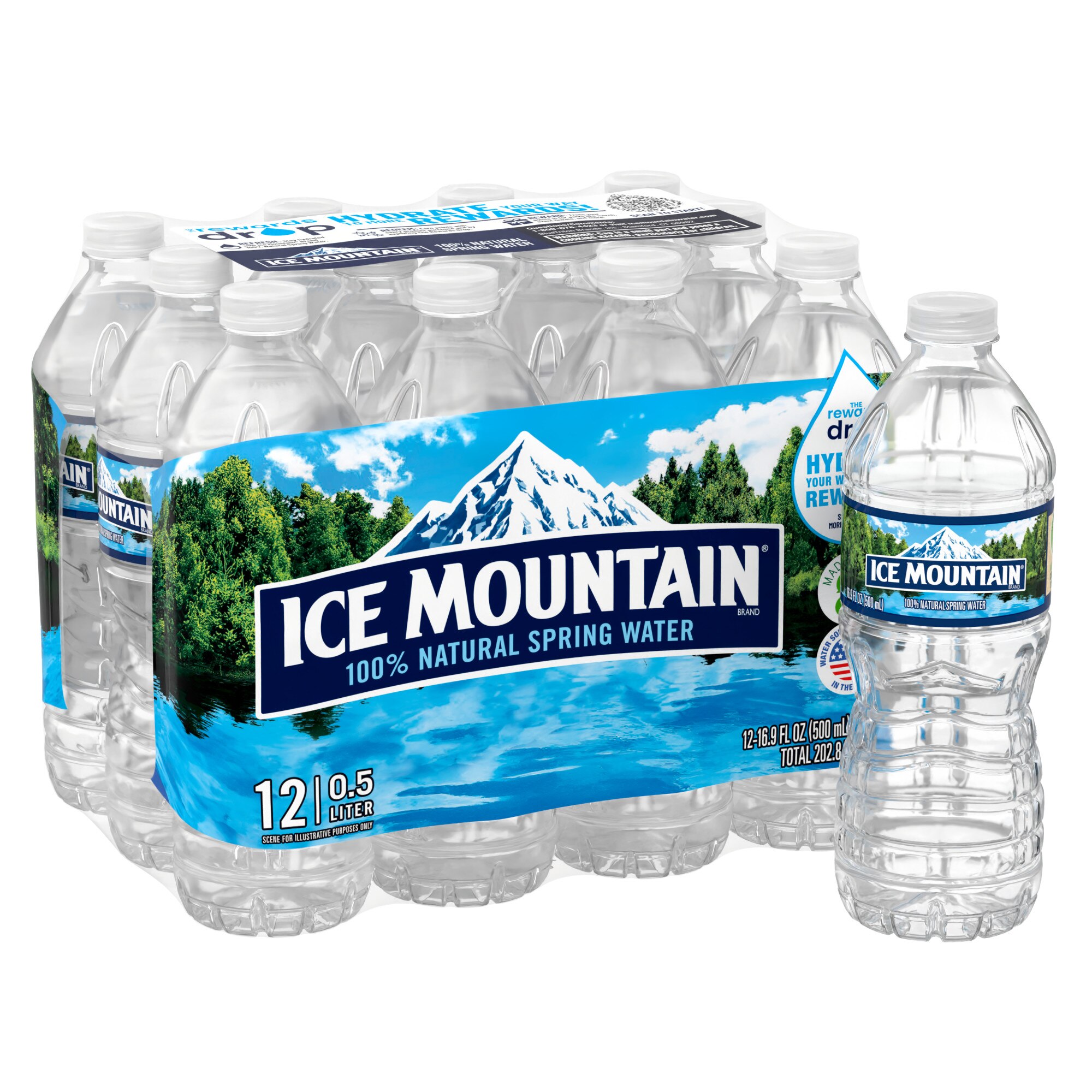 Ice Mountain Brand 100% Natural Spring Water, 12 ct, 16.9 oz