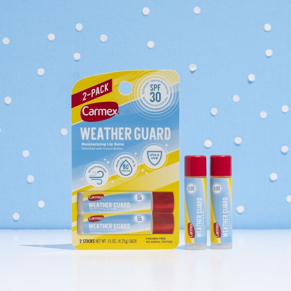 Carmex Weather Guard Moisturizing Lip Balm Sticks, SPF 30 Sunscreen Broad Spectrum, 2 CT