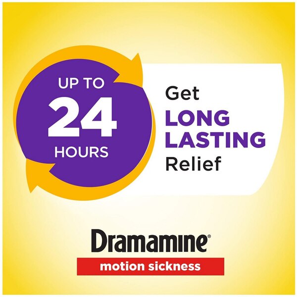 Dramamine, All Day Motion Sickness Relief Chewable Tablets, Raspberry Cream, 12 CT