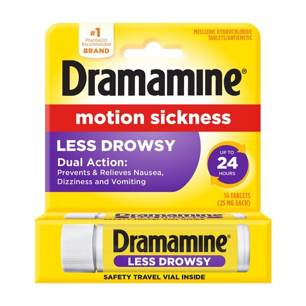 Dramamine Motion Sickness Less Drowsy, 16 CT