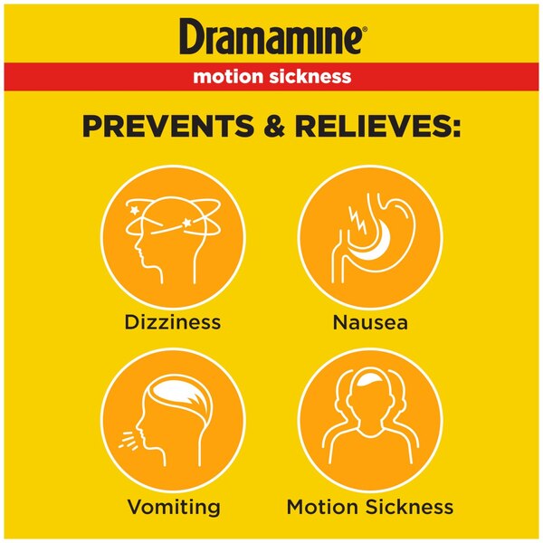 Dramamine Motion Sickness Chewable Tablets, Orange flavored, 8 CT
