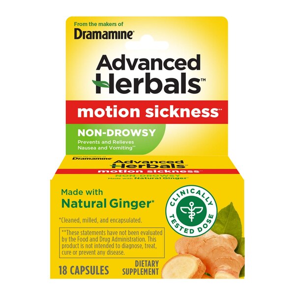 Advanced Herbals Motion Sickness Relief - Non-Drowsy, Naturals With Ginger, 18 CT