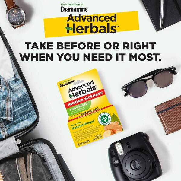 Advanced Herbals Motion Sickness Relief - Non-Drowsy, Naturals With Ginger, 18 CT