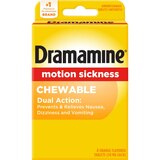 Dramamine Motion Sickness Chewable Tablets, Orange flavored, 4 CT, thumbnail image