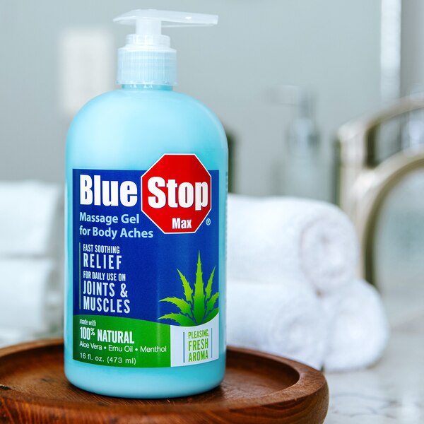 Clavel Blue Stop Max - Gel para masajes, 16 oz