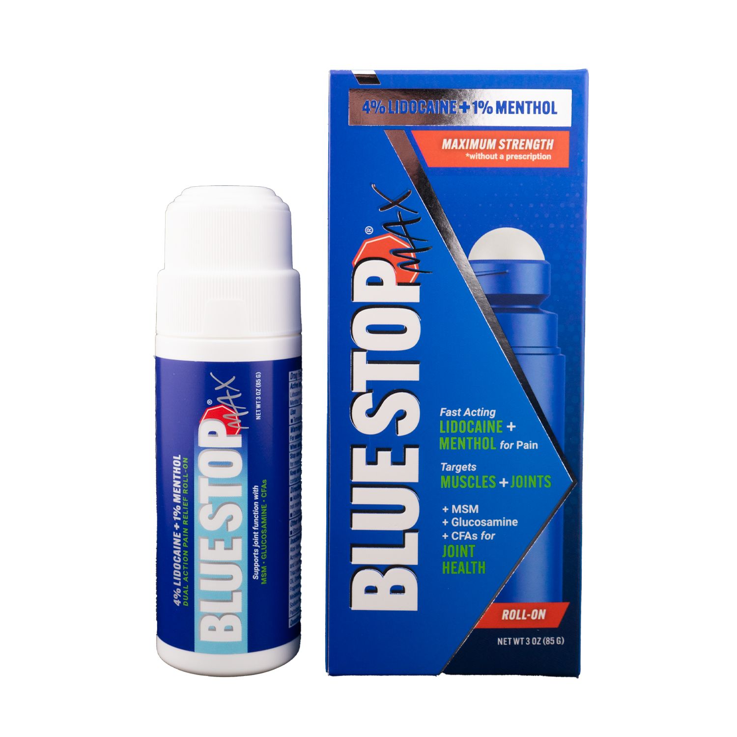 Blue Stop Max Roll-On Pain Reliever, 3 OZ