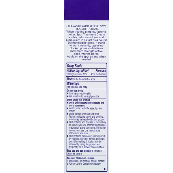 Clearasil Rapid Rescue Spot Acne Treatment Cream, 1 OZ
