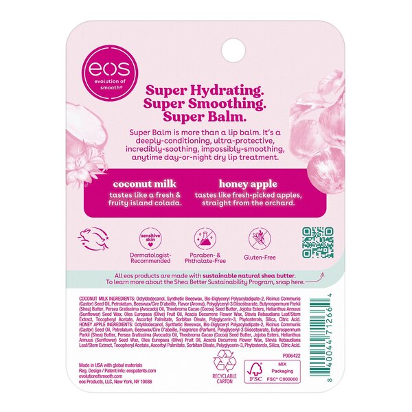 eos Super Balm Lip Butters, Coconut Milk & Honey Apple