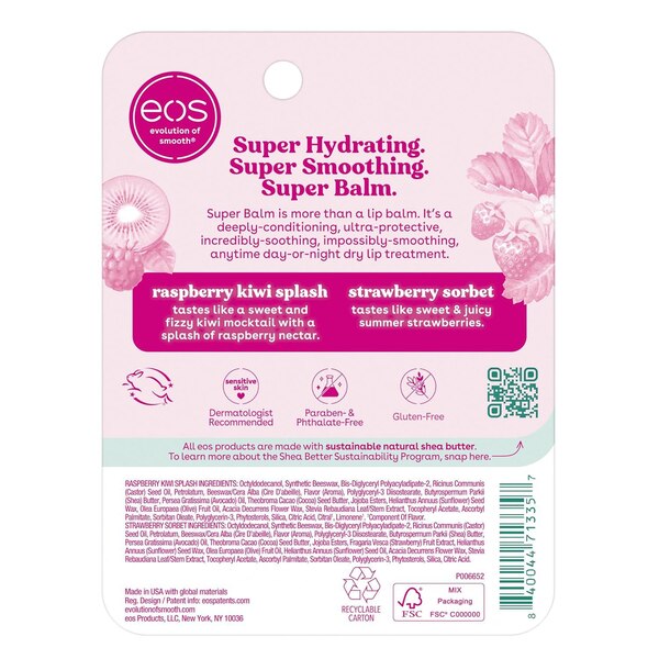 eos SuperBalm, 2CT, Raspberry & Kiwi Strawberry