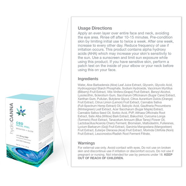 Hydrocanna CBD Facial Peel, 1.7 OZ - State Restrictions Apply