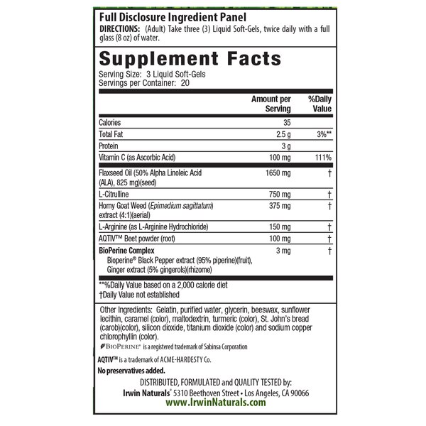 Irwin Power Male Horny Goat Weed With Nitric Oxide Booster, 60 CT
