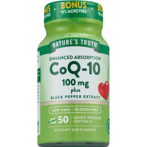 Nature's Truth CoQ-10 Black Pepper Extract Softgels, 100 MG,  50 CT