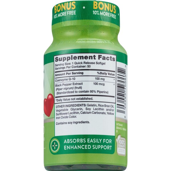 Nature's Truth CoQ-10 Black Pepper Extract Softgels, 100 MG,  50 CT