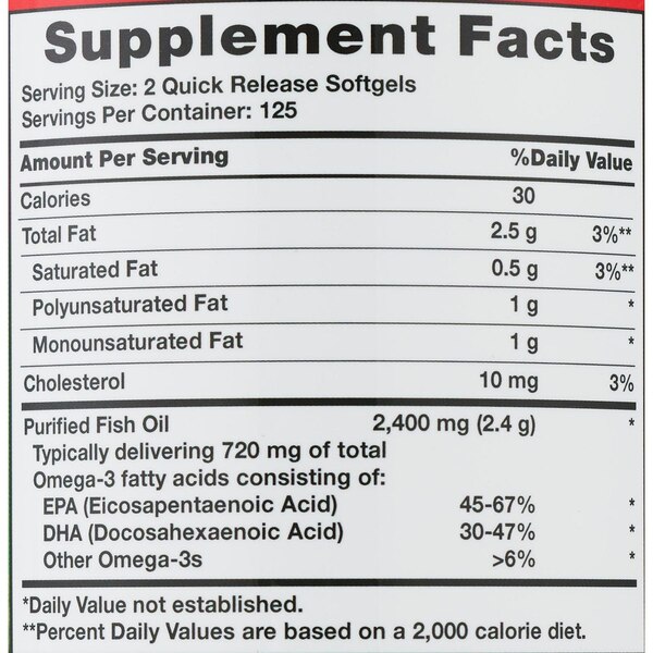 Nature's Truth Fish Oil 2400 MG, Lemon Flavor Softgels, 250 CT