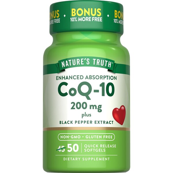 Nature's Truth CoQ-10, 200 MG Black Pepper Extract Softgels, 50 CT