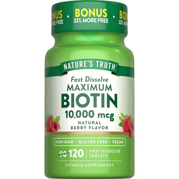 Nature's Truth Biotin 10,000mcg 90+30 Fast Dissolve Tablets, 120 CT