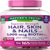 Nature's Truth Hair, Skin & Nails with Biotin Softgels, 5,000 mcg, 165 CT, thumbnail image