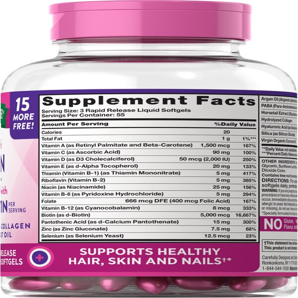 Nature's Truth Hair, Skin & Nails with Biotin Softgels, 5,000 mcg, 165 CT