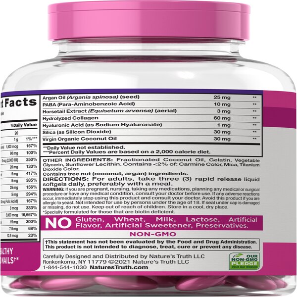Nature's Truth Hair, Skin & Nails with Biotin Softgels, 5,000 mcg, 165 CT