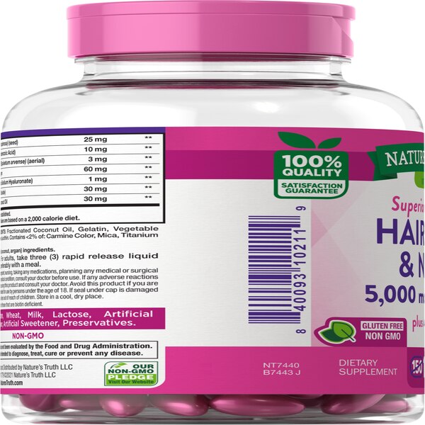 Nature's Truth Hair, Skin & Nails with Biotin Softgels, 5,000 mcg, 165 CT