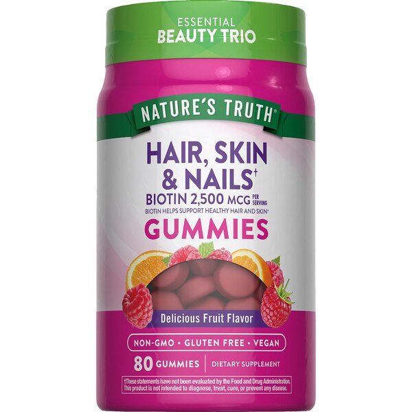 Nature's Truth Gorgeous Hair, Skin & Nails Gummies with Biotin, 2,500 MCG