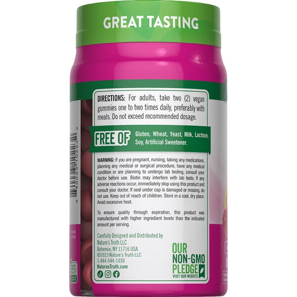 Nature's Truth Gorgeous Hair, Skin & Nails Gummies with Biotin, 2,500 MCG