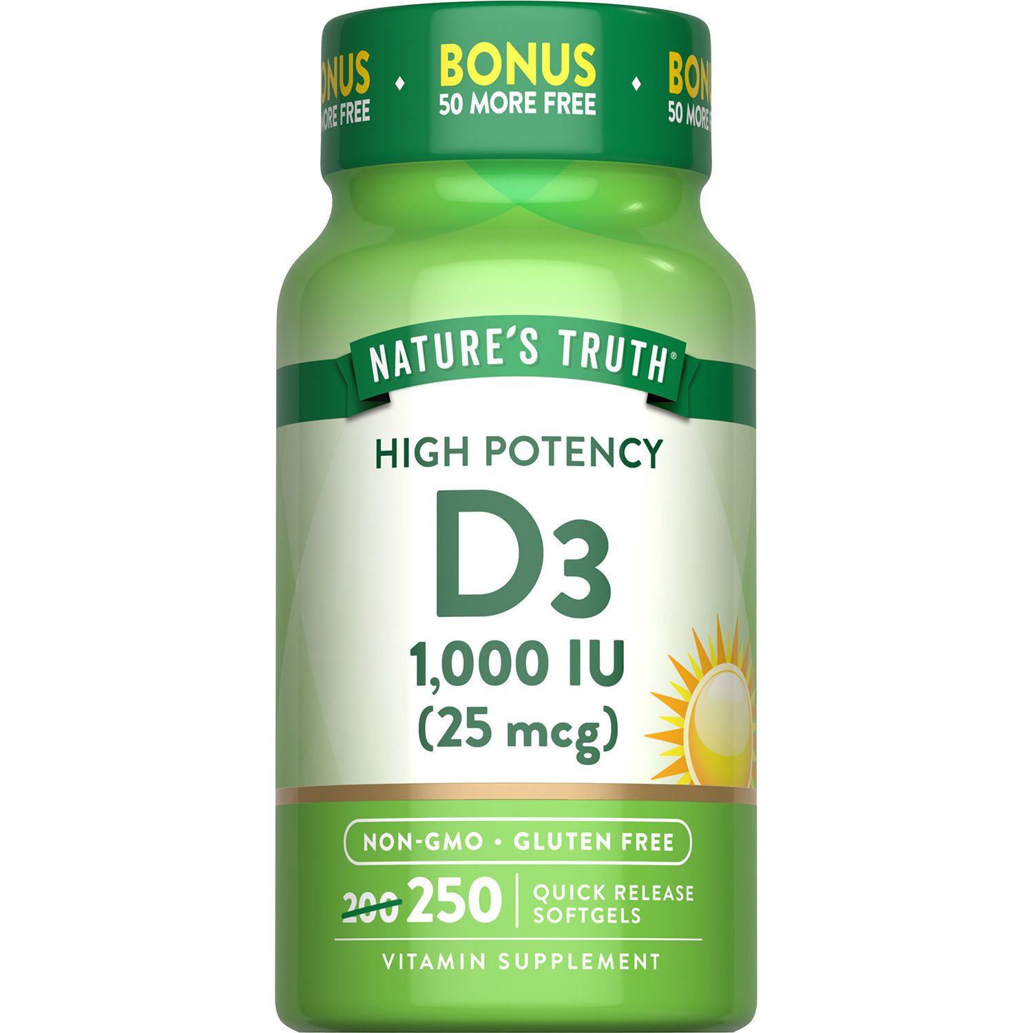 Nature's Truth Vitamin D3 Softgels, 1000IU, 250 CT