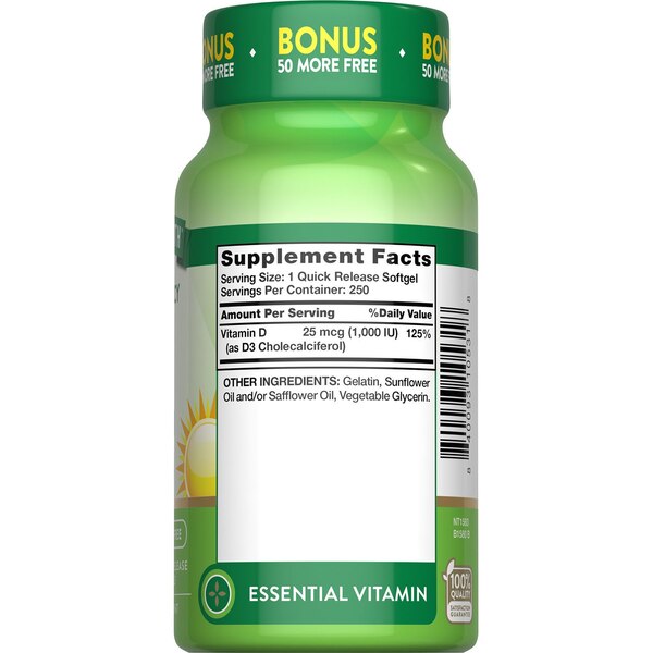 Nature's Truth Vitamin D3 Softgels, 1000IU, 250 CT