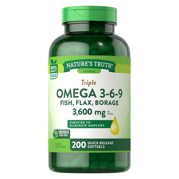 Nature's Truth Triple Omega 3-6-9 Fish, Flax, Borage, 3,600 MG, 200 CT