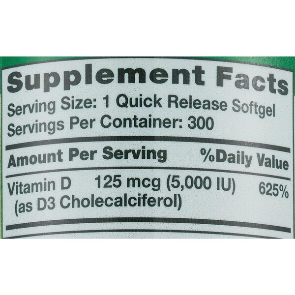 Nature's Truth Vit D 5000 IU (125 mcg) 250 + 50 Softgels, 300 CT