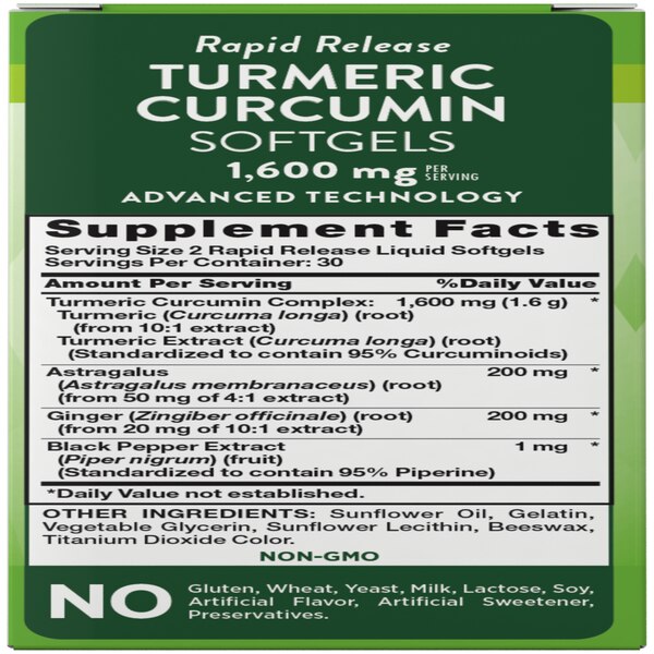 Nature's Truth Turmeric Curcumin Softgels, 1600 mg, 60 CT