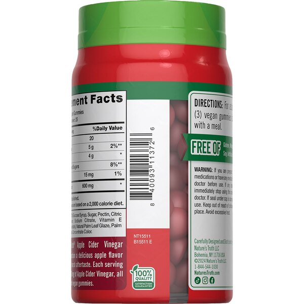 Nature's Truth Apple Cider Vinegar Gummies, 600 mg, 75 CT