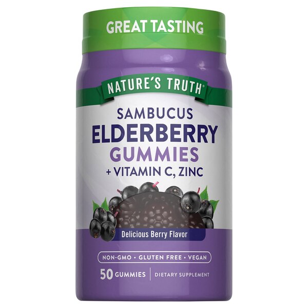 Nature's Truth Sambucus Black Elderberry + Vitamin C & Zinc Gummies, 50 CT