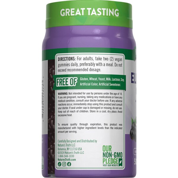 Nature's Truth Sambucus Black Elderberry + Vitamin C & Zinc Gummies, 50 CT