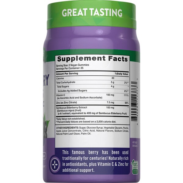 Nature's Truth Sambucus Black Elderberry + Vitamin C & Zinc Gummies, 50 CT
