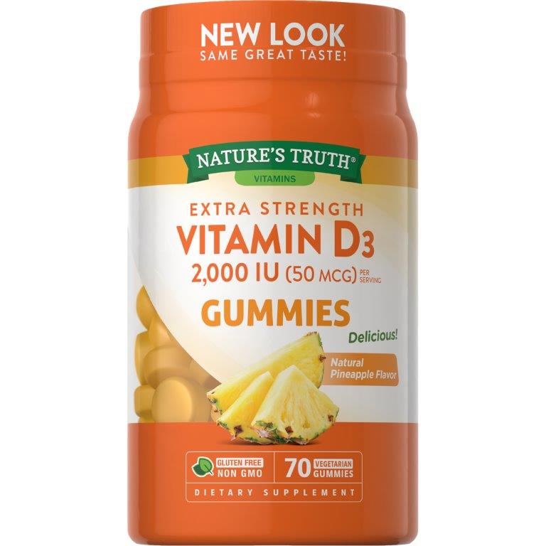 Nature's Truth Extra Strength Vitamin D3 50 mcg (2000 IU) Gummies