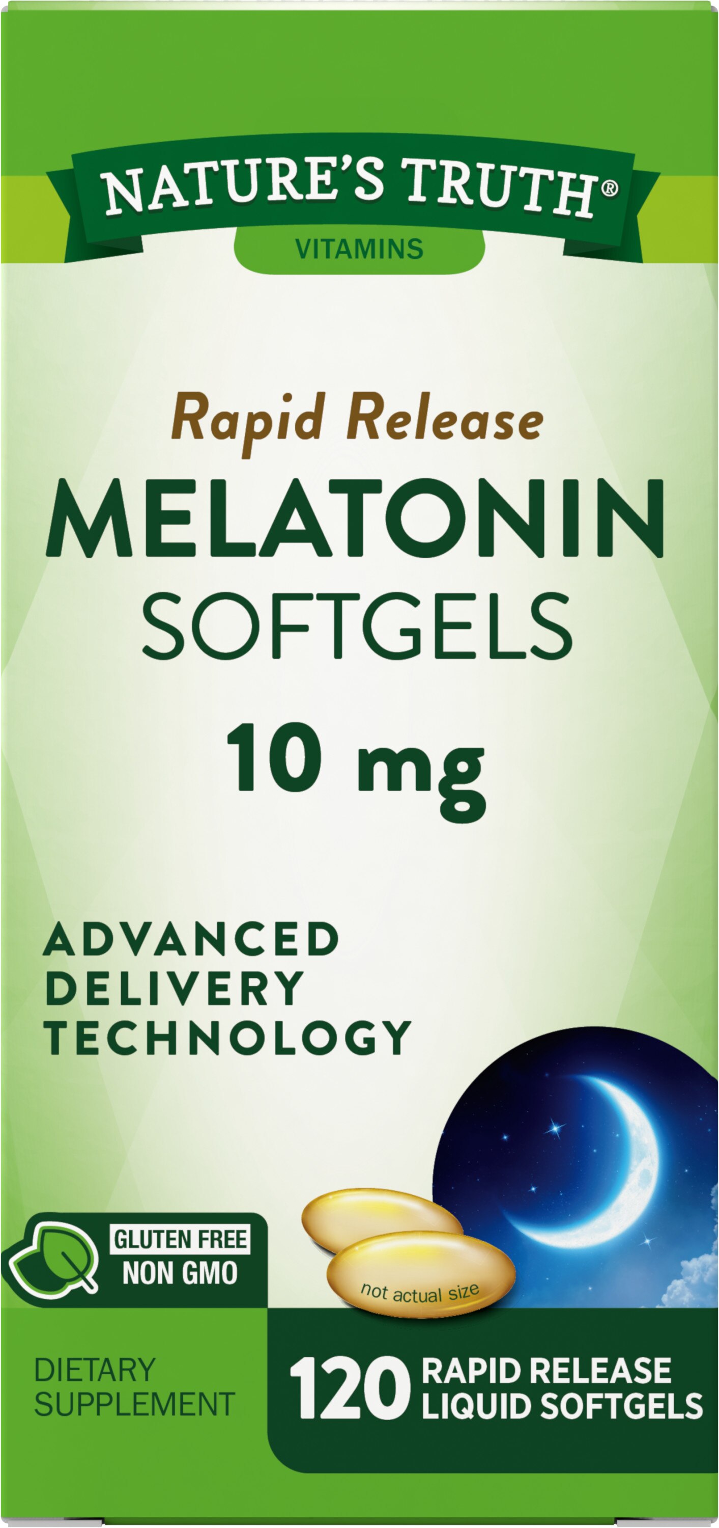 Nature's Truth - Melatonina en cápsulas blandas de liberación rápida, 10 mg