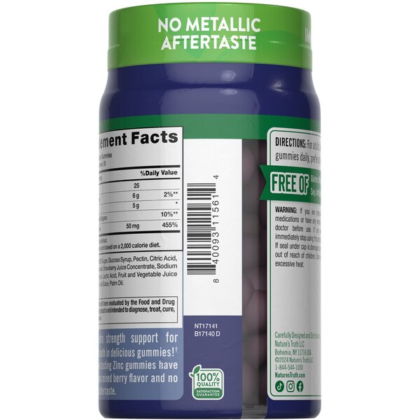 Nature's Truth Zinc Gummies, 50 mg, 60 CT